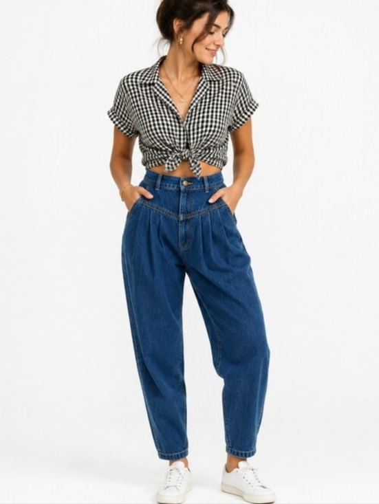 Lee Denim - Vintage Lee Highrise Pleated Bareback Jeans Size 18M